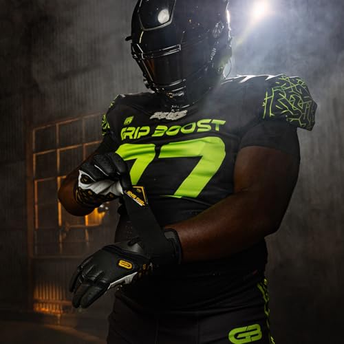 Grip Boost Big Skill 2.0 Adult Lineman Football Gloves (Black/Gold, X-Large) - image 7