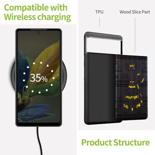 Étui compatible avec Google Pixel 8a gravure bois sombre unique - 5