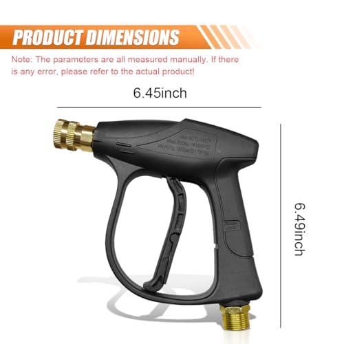 GAOLAOSY High-Pressure Car Washer Gun 4350 PSI Max, Power Washer Short Gun with 1/4" Outlet Quick Connect & 5 Nozzles, M22-14 Thread Auto Cleaning Sprayer Gun Tool for Car Washing (Washer Gun/Nozzle) by GAOLAOSY - Image 2