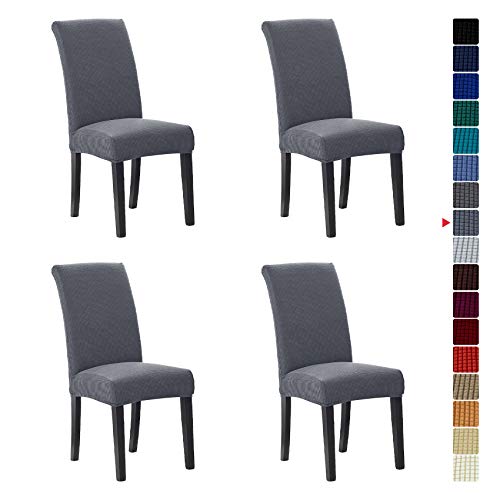 Howhic Stretch Chair Covers for Dining Room Set of 4, Removable Washable Dining Room Chair Covers, Dining Chair Slipcovers Seat Protector, Great Home Decor and Banquet Upholstery (Gray, 4 Pack)