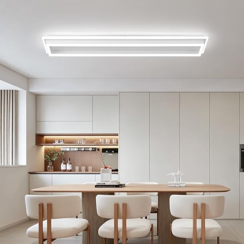 Vloitgol Dimmable Led Ceiling Light with Remote Control Modern Linear Flush Mount Ceiling Lighting Fixture Acrylic Long Ceiling Lamp for Living Room Kitchen Dining Room Hallway (White,39.3inch) by Vloitgol - Used condition - Image 2