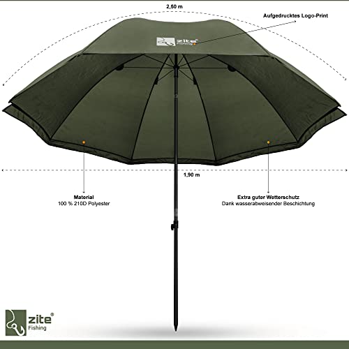 Angelzelt Zite Fishing Schirmzelt 2,50m mit Windschutz und Fenster