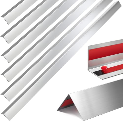 Image of Therwen 10 Pcs 3 /4 x 3 /4 x 48 Inch 304 Stainless Steel Corner Guards Metal Wall Guard Protector Corner Trim Molding for Door Countertop Furniture Cabinet Protection