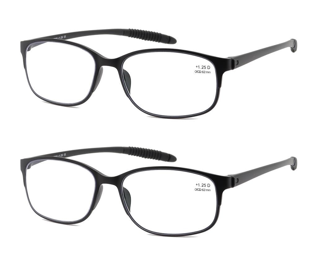 Gafas de Lectura Flexibles Ligeras (Pack 2), Anti Luz Azul para Mujer Hombre