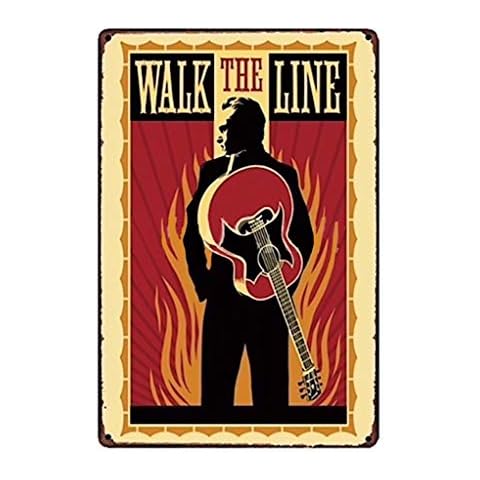 Placa de metal Johnny Cash Walk The Line de Kustom Factory Cover