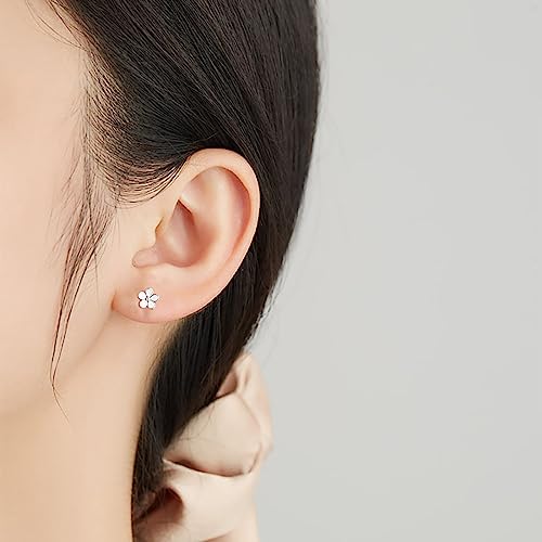 Sluynz 925 Sterling Silver Little Daisy Studs Earrings For Teen Girls Petite Flowers Earrings (White) #TOP2