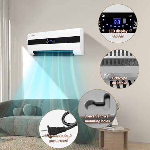 Electric Wall Heaters Space Heater for Indoor Use 1500W Fast Heating LED Display Adjustable Thermostat Room Heater with Remote Control 12H Timer Heater for Bedroom Office by VYEMOYo - Image 8