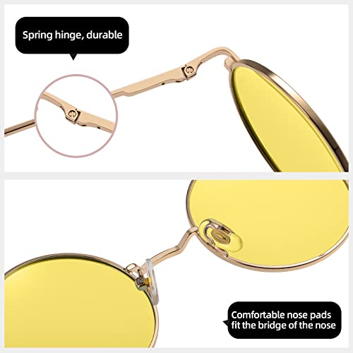Image of MEETSUN Small Round Polarized Sunglasses for Men Women Metal Retro Hippie Circle Sun Glasses Driving Festival Cosplay UV400