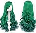 netgo Women's Green Wig with Orange Highlights Long Curly Hair Heat Resistant Fiber Wigs Harajuku Lolita Style for Cosplay Halloween Party