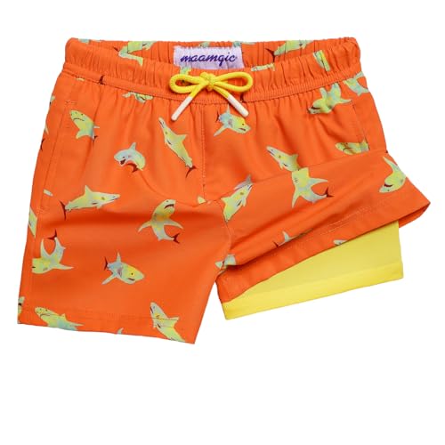 Image of maamgic Boys Swim Trunks with Compression Liner Quick Dry Swim Shorts Anti-Chafe Boy Bathing Suit