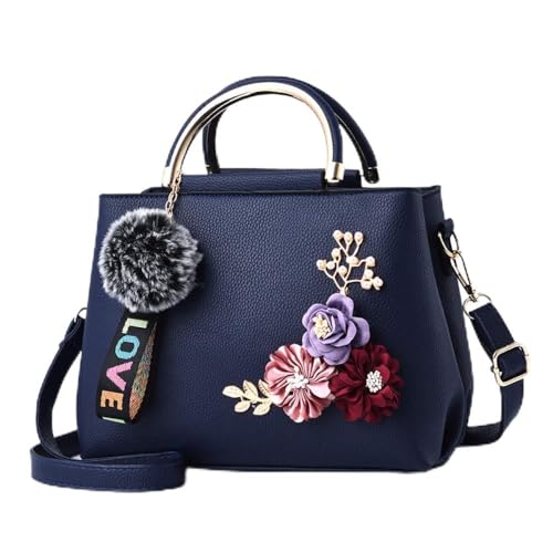 Sac de poignée de fer avec broderie tridimensionnelle et bandoulière PU