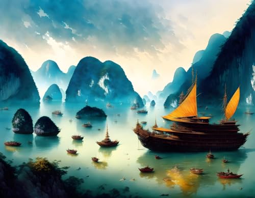 Affiches sur toile Baie d'Halong Vietnam SERENDIPITP 58x90 déco voyage