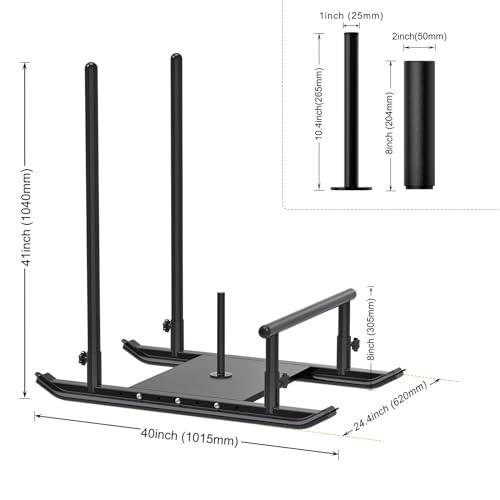 Kipika Weight Sled, Workout Sled, Fitness Strength Training Sled, Speed Training Sled for Athletic Exercise, Speed Improvement, Easily Through Obstacles, Suitable for 1" & 2" Weight Plate (G- Black) - image 4
