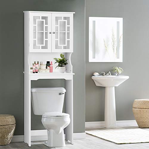BestComfort Over-The-Toilet Space Saver, Bathroom Cabinet Organizer Over Toilet,Storage Cabinet with Adjustable Shelf for Bathroom