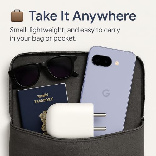 Image of Google 45W GaN Type C Fast Charger Adapter Compatible with Pixel 10 /10 Pro /10 Pro XL /10 Pro Fold /9 Pro XL /9 Pro /9 Pro Fold Series /Chromebook & More, 45 w USB C Quick Rapid Charge for Phones, White