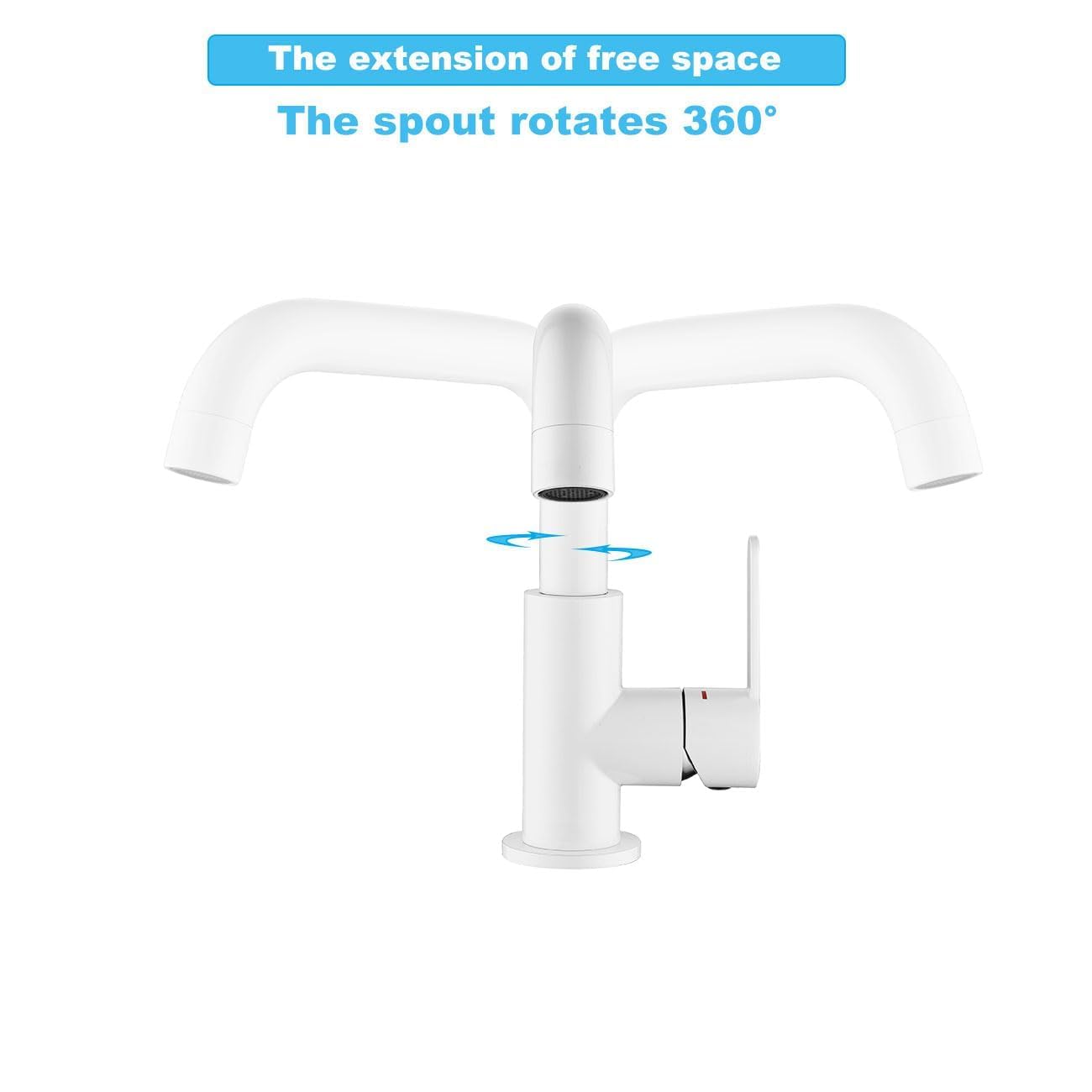ONECE Rubinetto Bagno Lavabo Bianco, Miscelatore Monocomando Girevole a 360°, Acciaio Inox 304, Aeratore Rimovibile, Rubinetti Acqua Calda e Fredda, Senza Piombo - 2