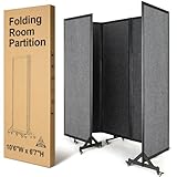 Strongbird Room Partition,Folding Privacy Divider,Office Partition Dividers,Office Dividers Wall, 10'6'W x 6'7'H,Light Grey
