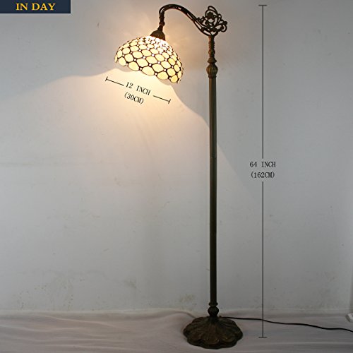 Image of WERFACTORY Tiffany Floor Lamp Cream Amber Stained Glass Bead Arched Lamp