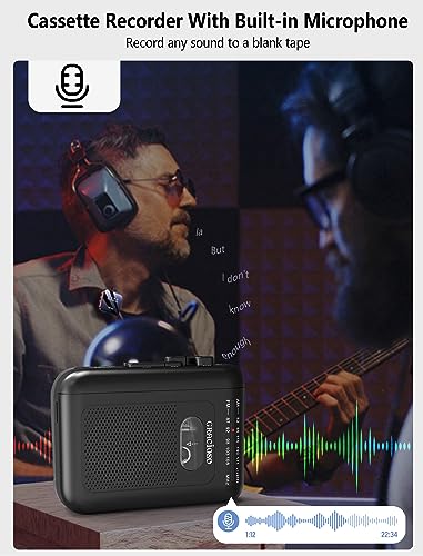 Auto Reverse Walkman Cassette Player: Portable Cassette Recorder Player with AM FM,Headphone,Tape Player with Built-in Mic and Speakers 2AA Battery or USB Power Supply for Home