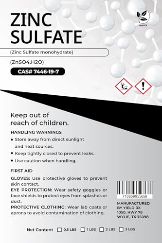 Yield RX Zinc Sulfate (Zinc Sulfate Monohydrate) (ZnSO4·H2O) - Chemical (3lb)