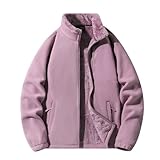 [Ｋａｙｉｙａｓｕ] フリースジャケット レディース ボアジャケット 裏起毛 フリース アウトドア アウター 登山 軽量 暖かい 防寒 カジュアル 男女兼用 通勤 春秋冬(M パープル)