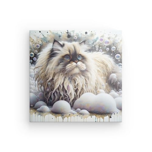 Toile chat dans le bain 60x60 cm impression déco moderne - 2