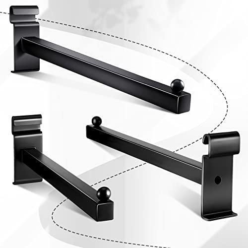 Oudain 12 Inches Straight Arm Faceout Hook Gridwall Hooks Grid Wall Hangers Gridwall Peg Hooks Grid Wall Accessories For Wire Grid Wall Panels Shelf (Black,10 Pcs) #TOP4