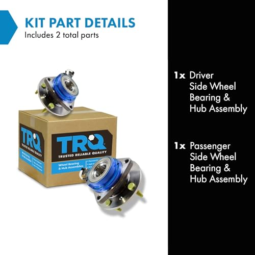 Image of TRQ Driver and Passenger Side Wheel Bearing and Hub Assembly Set 2 Piece Compatible with 2003 Cadillac CTS Rear 2004-2007 CTS Base Model Rear 2005-2008 STS AWD 2005-2007 STS AWD Front