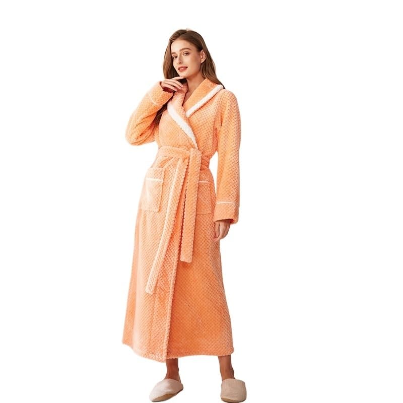 Albornoz Mujer Albornoces femeninos de otoño e invierno, cálidos, largos y gruesos for parejas, pijamas for hombres mujeres, bata ducha, baño for adultos Albornoz Hombre