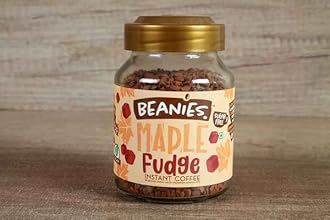 Beanies The Flavour Co Instant Coffee Powder - MAPLE FUDGE Hot & Cold Coffee Makes 25 Cups 100% Arabica Light Roasted Coffee Sugar Free 50g. Bottle (Maple Fudge)