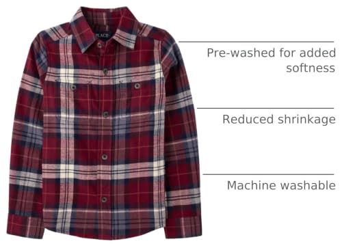Image of The Children's Place Boys Long Sleeve Plaid Flannel Button Up Shirt
