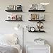 RICHER HOUSE 5 Set Floating Wall Mounted Shelves, Black Shelves for Wall Decor, Modern Picture Ledge Shelf with Lip for Storage, Nursery, Bedroom, Living Room, Bathroom - Black