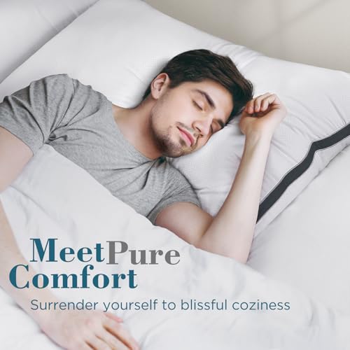 Image of viewstar King Size Pillows Set of 2, Firm Support Bedding, Dark Grey | Down Alternative, Gusseted, Hotel Quality, Fluffy Plump Filling, Oeko-Tex Certified, Machine Washable, for Side Sleepers