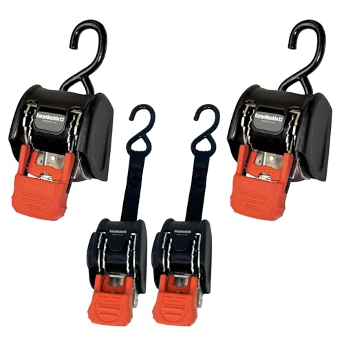CargoBuckle G3 Retractable Ratchet Tie-Down System and The CargoBuckle F103745 Mini G3 Retractable Tie-Down Ratchet (2-Pack)