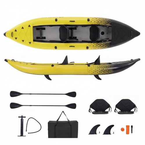 GYMAX Inflatable Kayak, 12.5Ft 507lbs Tandem Kayak with...