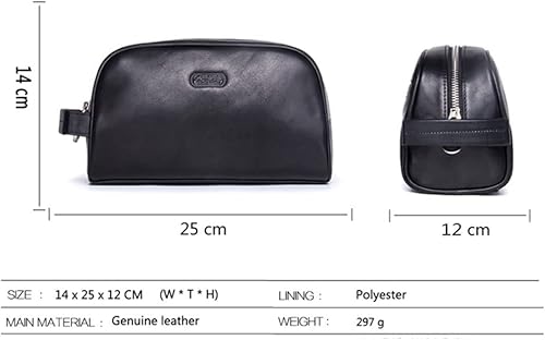 Miniatura 2 de Contacts Neceser de cuero para hombre, kit de afeitado de viaje, bolsa de ducha para baño, color negro, para aseo personal, Negro -