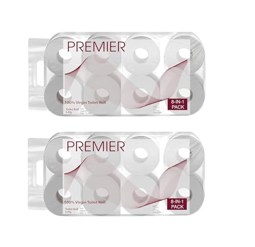 Image of Premier 3 Ply Toilet Tissue Roll (4800 Pulls) | 300 Pulls x 16 Rolls | Biodegradable, Clog Free, Flushable, Easy to Tear | Extra Absorbent Toilet Paper Roll for Home, Office, Bathroom Tissue