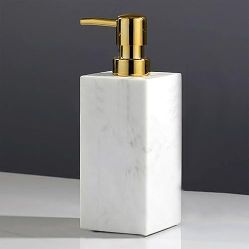Miniatura 8 de LAGOM HOUSE Dispensador de jabón de mármol con parte superior de bomba de acero inoxidable dorado, piedra natural italiana blanca, dispensador de