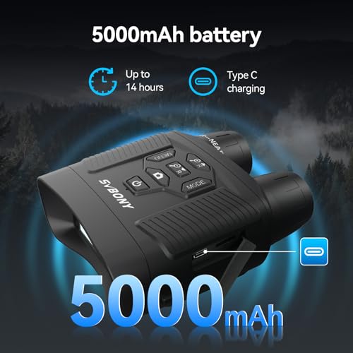 Svbony SA206 4K Night Vision Goggles, 8X Digital Zoom Night Vision Binoculars, 5000mAh Rechargeable Battery 3'' Large Screen Night Vision Scope, 32GB Card for Darkness Watching Wildlife and Hunting - Image 5