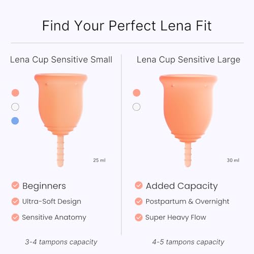 Image of Lena Sensitive Menstrual Cup - Ultra Soft Medical-Grade Silicone Period Cups for Women Heavy Flow, Beginner-Friendly, Reusable 12-Hour Leak-Free Comfort & Feminine Care - Large, Clear