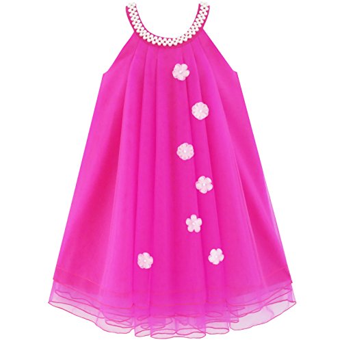 Sunny Fashion Flower Girls Dress Halter Dress Pearl Party Wedding Birthday