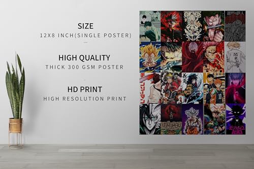 Image of VEENSHI Set of 20 Mix Anime Wall Posters | Wall Poster of Anime | 300 GSM Thick Poster of Anime | 12x8 inch
