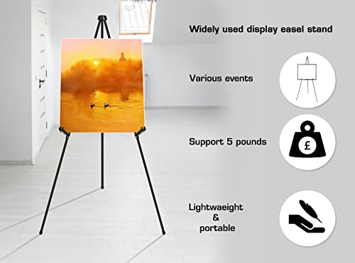 Instant Display Easel Stand & 63" Portable Artist Floor Easels - Easy Folding Telescoping Adjustable Art Poster Metal Easels For Painting Canvas, Wedding Signs, Posters (6 Pack) #TOP2