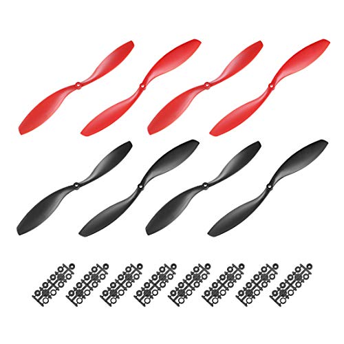uxcell RC Propellers 1245 12x4.5 Inch CW CCW 2-Vane for Quadcopter Multirotor Black Red 4 Pairs with Adapter Rings