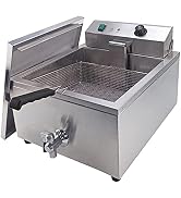 MOOTACO Elektrische friteuse roestvrij staal, professioneel, instelbare temperatuur met afvoer en mand Amov...