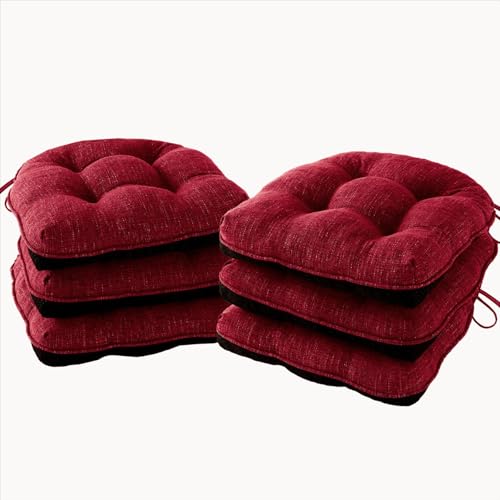 IPYNBAP Chair Cushions for Dining Chairs Set of 6, 15.5"x15.5"x4", Red