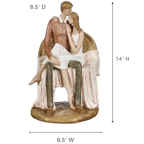 Escultura de Mesa Romántica Pareja 14 Pulgadas Alta miniatura 3