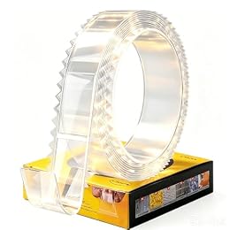 LMJIA Clear Nano Double Sided Tape, Heavy Duty Mounting Tape Holds 15 lbs, Wavy Edge Easy Peel, Removable & Waterproof Adhesive, No Residue Wall Tape for Home Office Car Outdoor Decor(9.85FT
