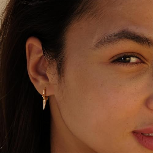 VACRONA Gold Spike Earrings Huggie Earrings for Women 14k Gold Plated Small Huggie Hoop Earrings Simple Lightweight Hoops Gift for Women2