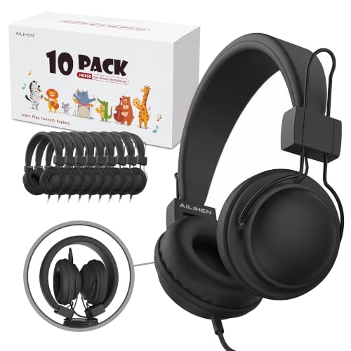 AILIHEN Classroom Headphones 10 Pack Bulk with Shareport,Black by AILIHEN - Used condition - US$41.43